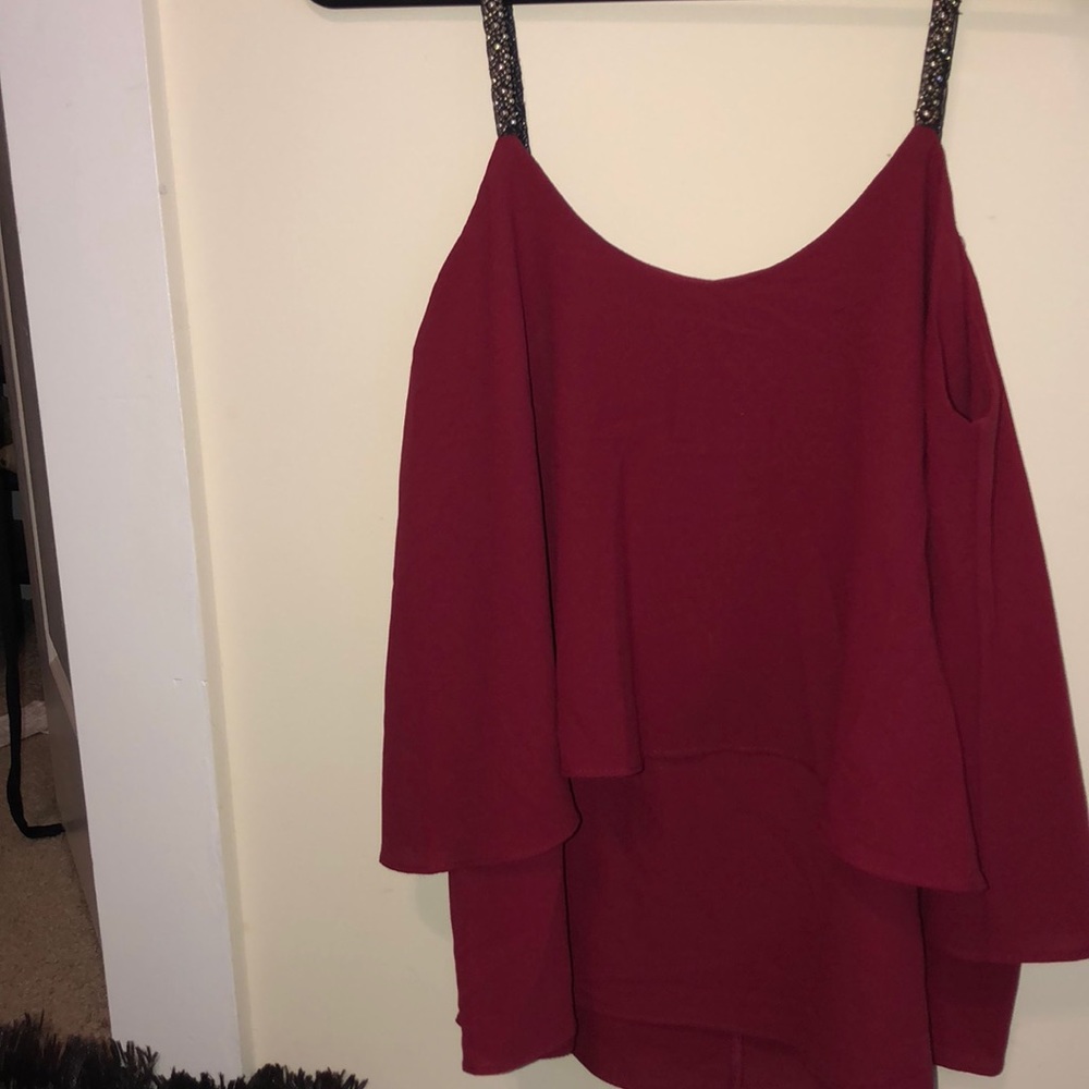 Deep red spaghetti strap blouse, size medium